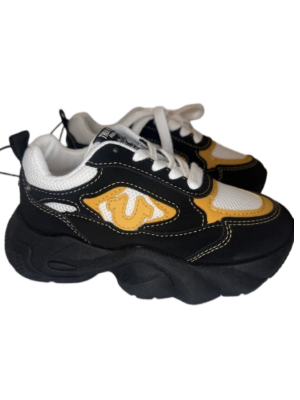 True Religion Boys Dad Sneakers Black Mustard Yellow Chunky Sole NWT Size 11